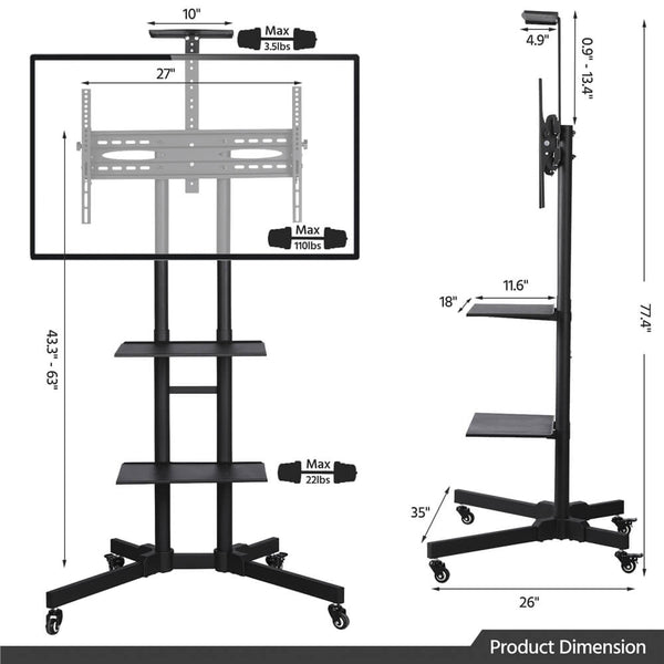 Height Adjustable Mobile TV Stand-Costoffs