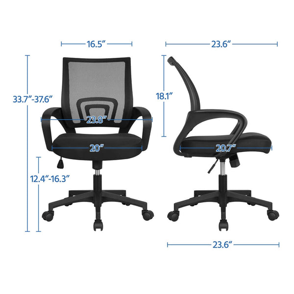 2PCS Mid-Back Height Adjustable Mesh Office Chairs-Costoffs