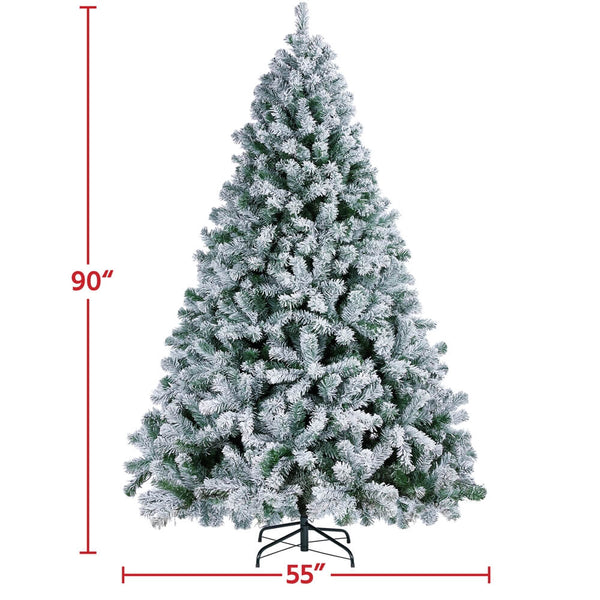 6/7.5Ft Pre-lit Flocked Artificial Christmas Tree