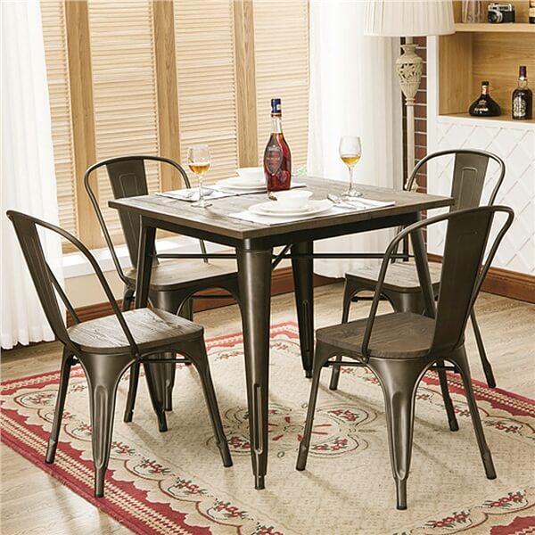  4PCS Dining Chairs Metal Frame