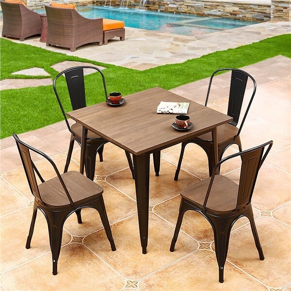  4PCS Dining Chairs Metal Frame