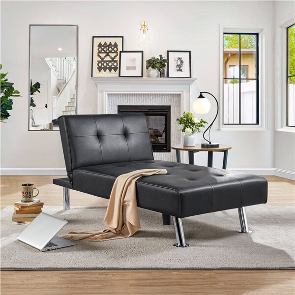  Faux Leather Chaise Lounge 