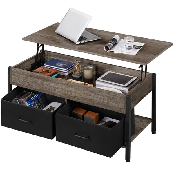 Costoffs Lift Top Coffee Table with Fabric Storage Baskets