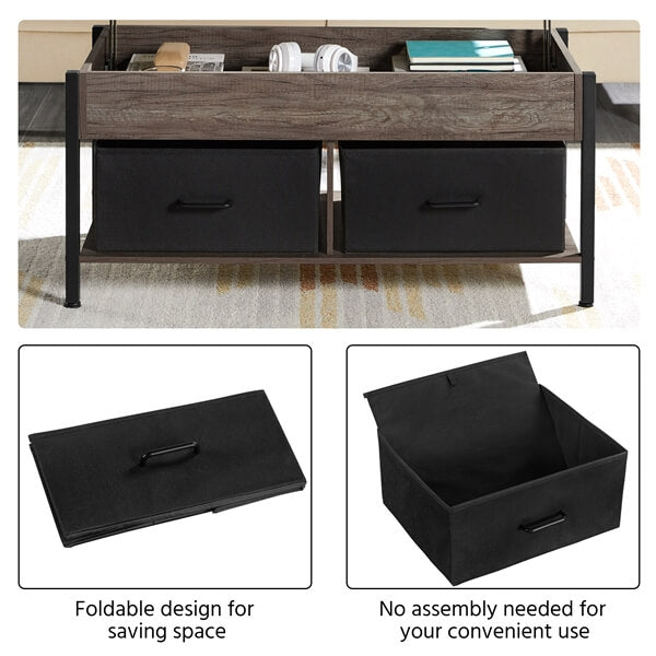 Costoffs Lift Top Coffee Table with Fabric Storage Baskets