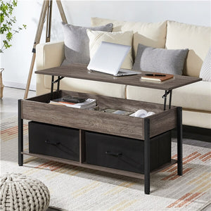 Costoffs Lift Top Coffee Table with Fabric Storage Baskets