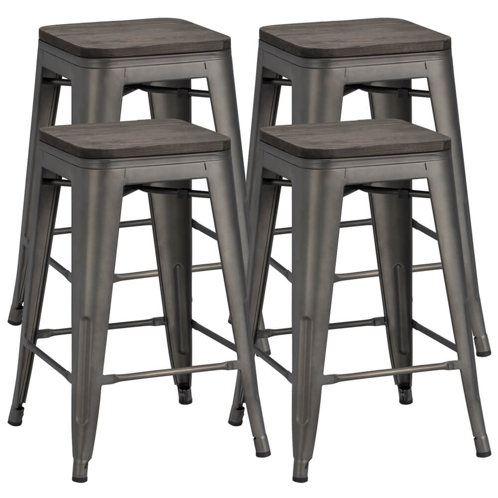Costoffs 24 Inch Metal Bar Stools(Set of 4)