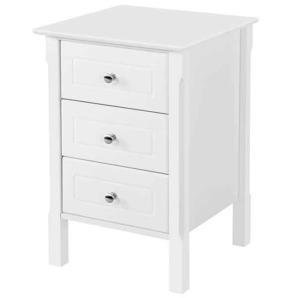 Wood Nightstand 3 Drawers Bedside Table Cabinet-Costoffs