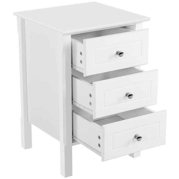Wood Nightstand 3 Drawers Bedside Table Cabinet-Costoffs