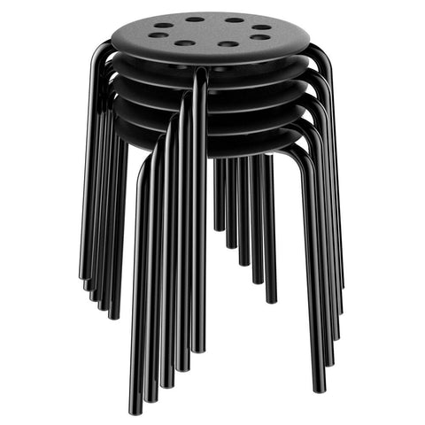Plastic Stackable Stools White/Black-Costoffs