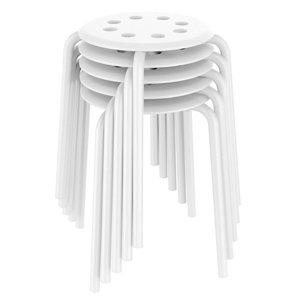 Plastic Stackable Stools White/Black-Costoffs