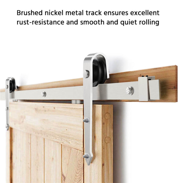 6.6Ft Brushed Nickel Barn Door Hardware-Costoffs