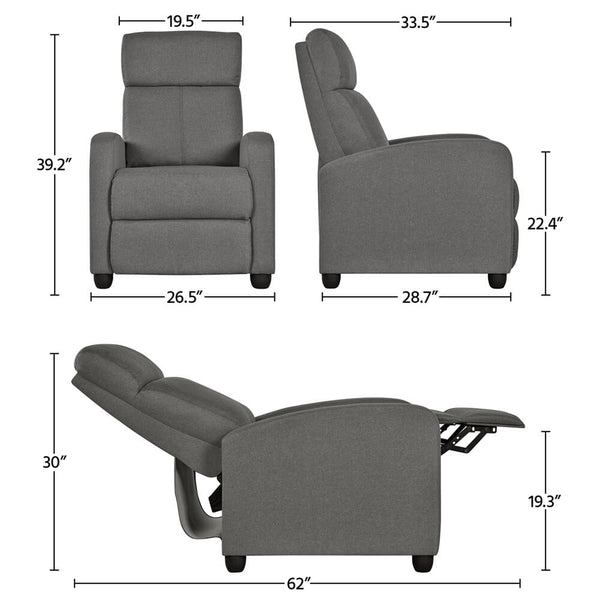 Adjustable Fabric Recliner Chair Upholstered Sofa-Costoffs