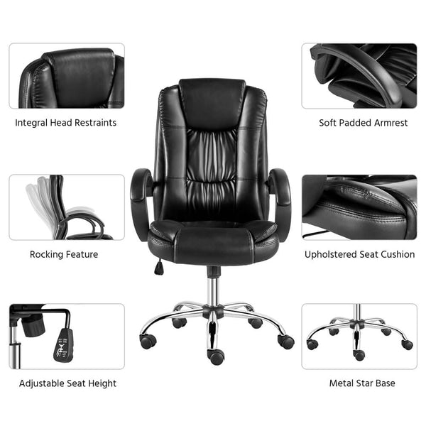 Adjustable Office Chair with Padded Armrest-Costoffs