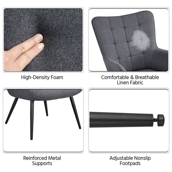Modern Wingback Fabric Chair-Costoffs