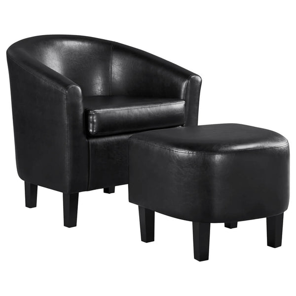 PVC Leather Barrel Chair and Ottoman Set-Costoffs