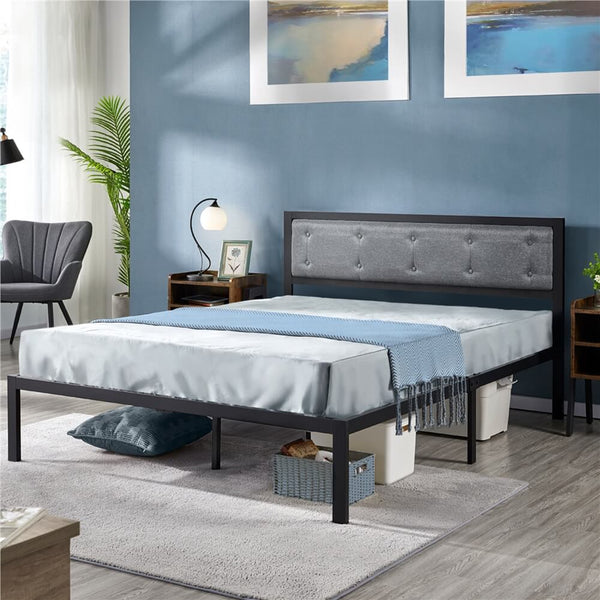 Upholstered Metal Platform Bed Frame Queen-Costoffs