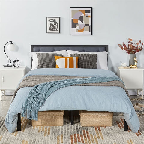 Upholstered Metal Platform Bed Frame Full-Costoffs