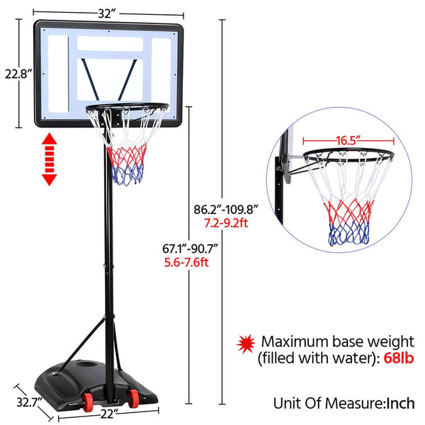 7.2-9.2FT Basketball Hoop-Costoffs