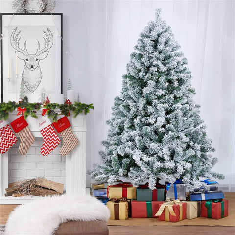 6/7.5Ft Frosted Artificial Christmas Tree-Costoffs