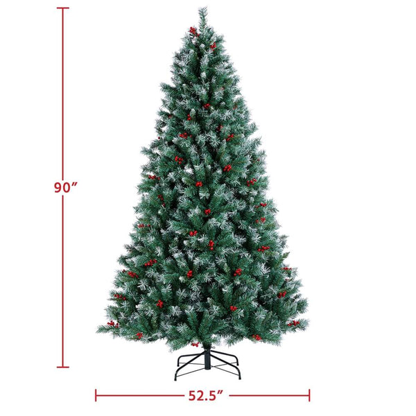 6/7.5Ft Pre-lit Snow Frosted Artificial Christmas Tree-Costoffs