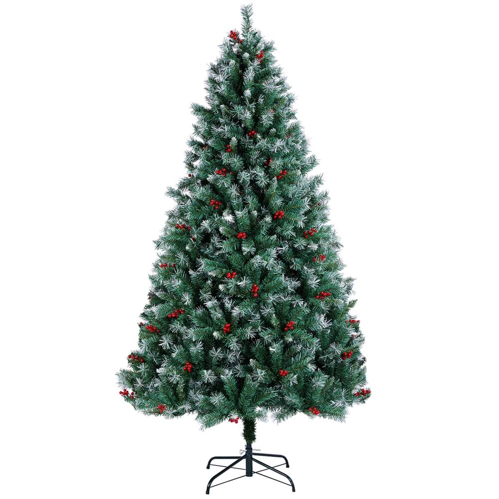 6/7.5Ft Pre-lit Snow Frosted Artificial Christmas Tree-Costoffs