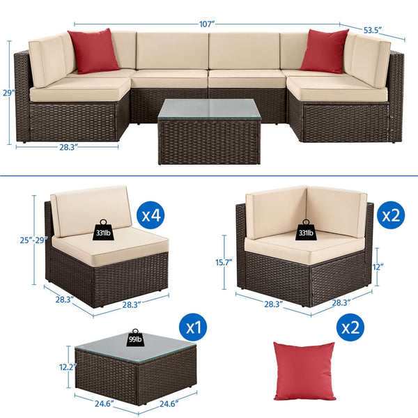 7 Pieces Rattan Patio Furniture Set-Costoffs